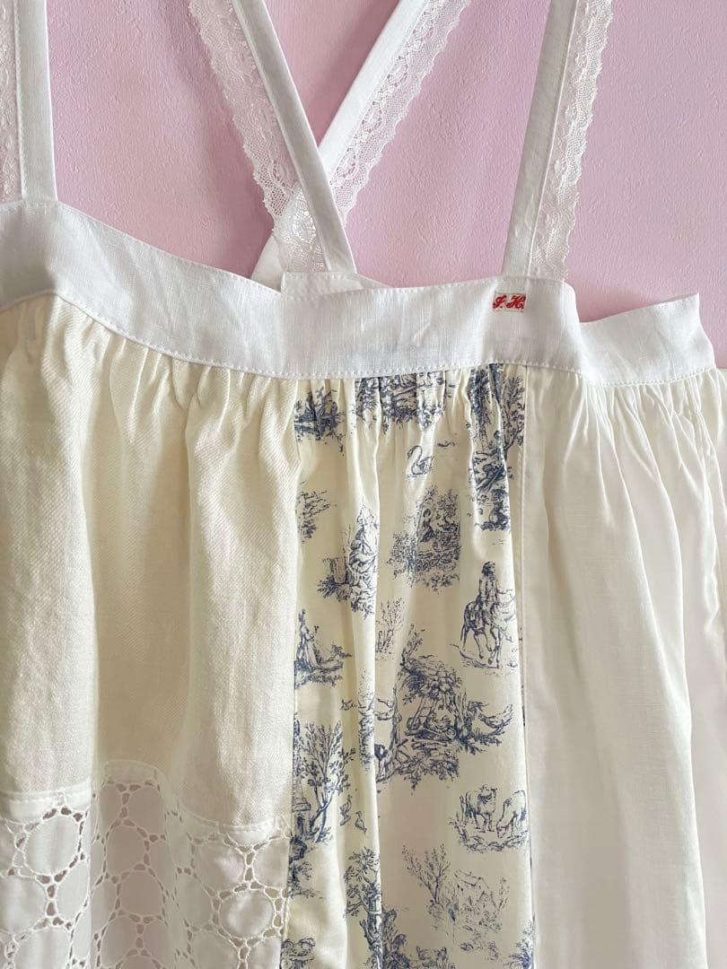 ジュイ柄&パッチワークバッククロスエプロンワンピース。.＊