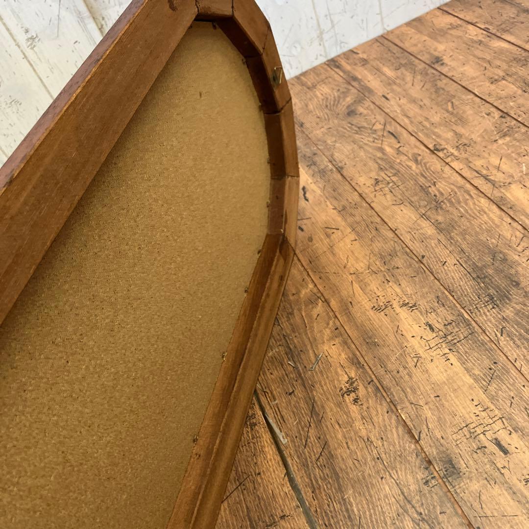 アンティーク 木製フレーム 12角形 壁掛け鏡 ウォールミラー レトロ