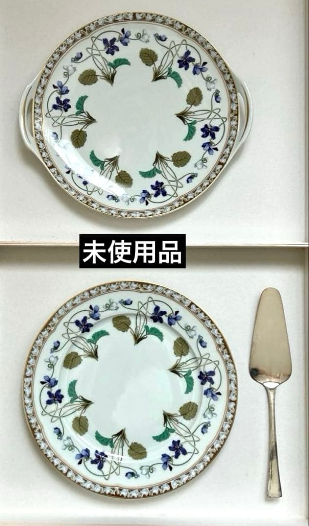 アビランド ❶BBプレート(スミレ柄)❷プレート(スミレ柄)❸ケーキサーバー