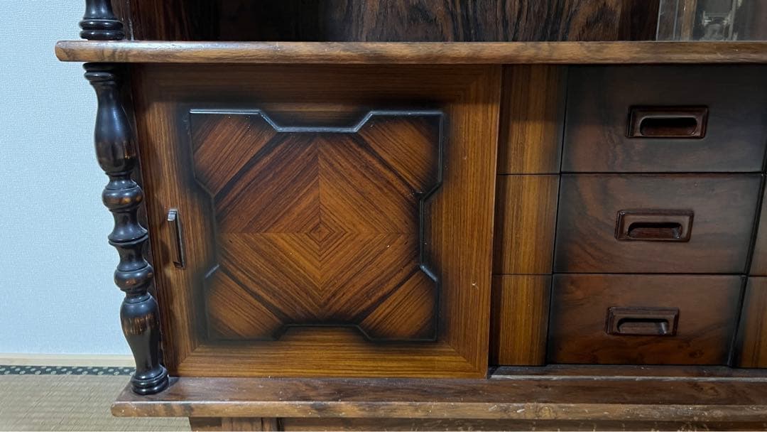 【asaaji】木製ガラス扉キャビネット(他の方は購入不可です)