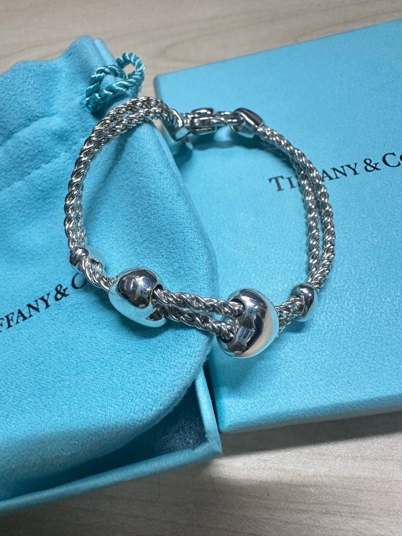 TIFFANY　本物　ティファニー　ダブルロープ　ハートブレス　シルバー