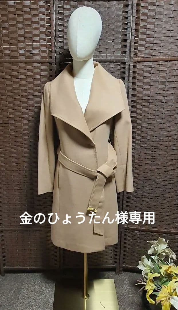 ROPE キャメル ロングコート ウエストベルト付き