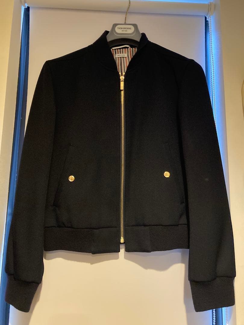 THOM BROWNE ネイビー MA-1ジャケット トムブラウン