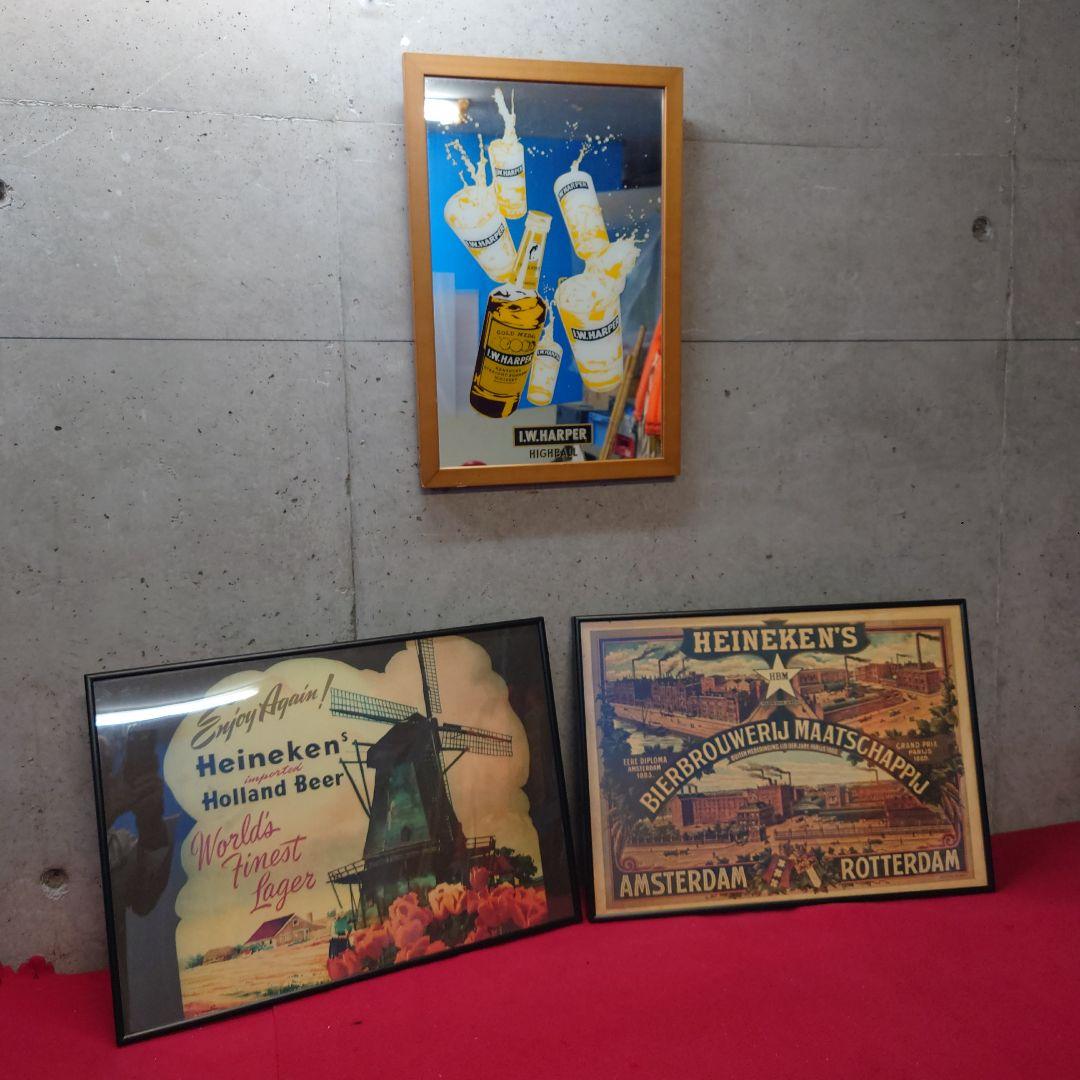 I..W.HARPERパブミラー Heinekenポスター 3点セット