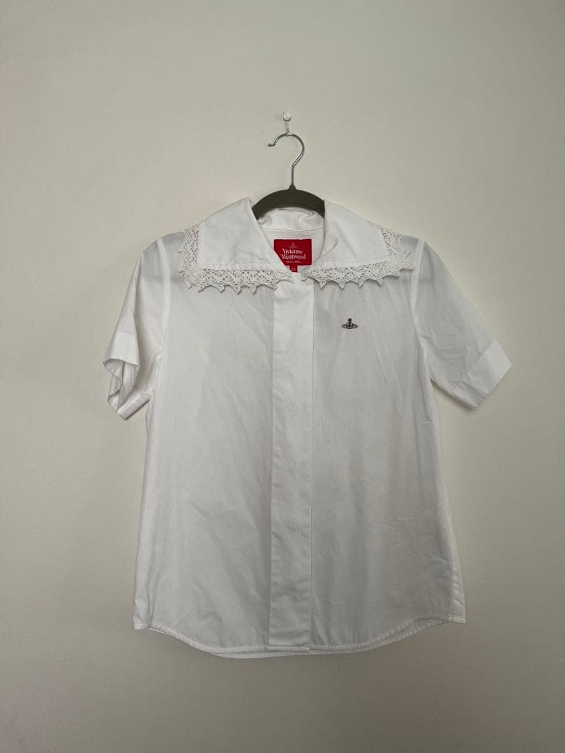 ヴィヴィアンウエストウッド/レース襟付き半袖シャツ /ホワイト