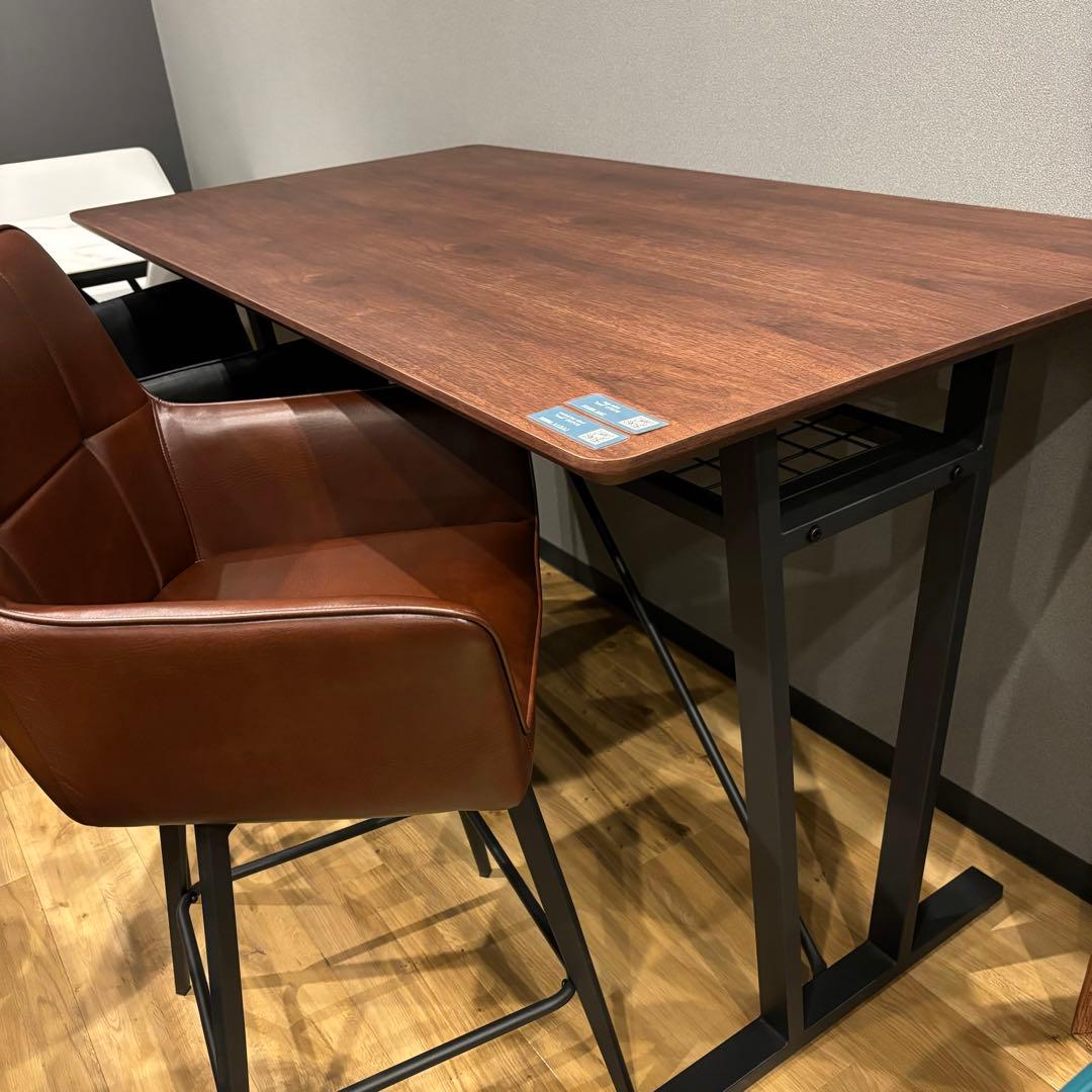 カウンターテーブル　棚付き　ウォールナット　ブラウン　ダイニング　モダン　お洒落