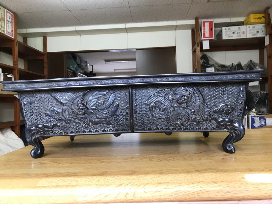 [原型:村田整珉]銅製：2尺3寸麟鳳亀龍文水盤