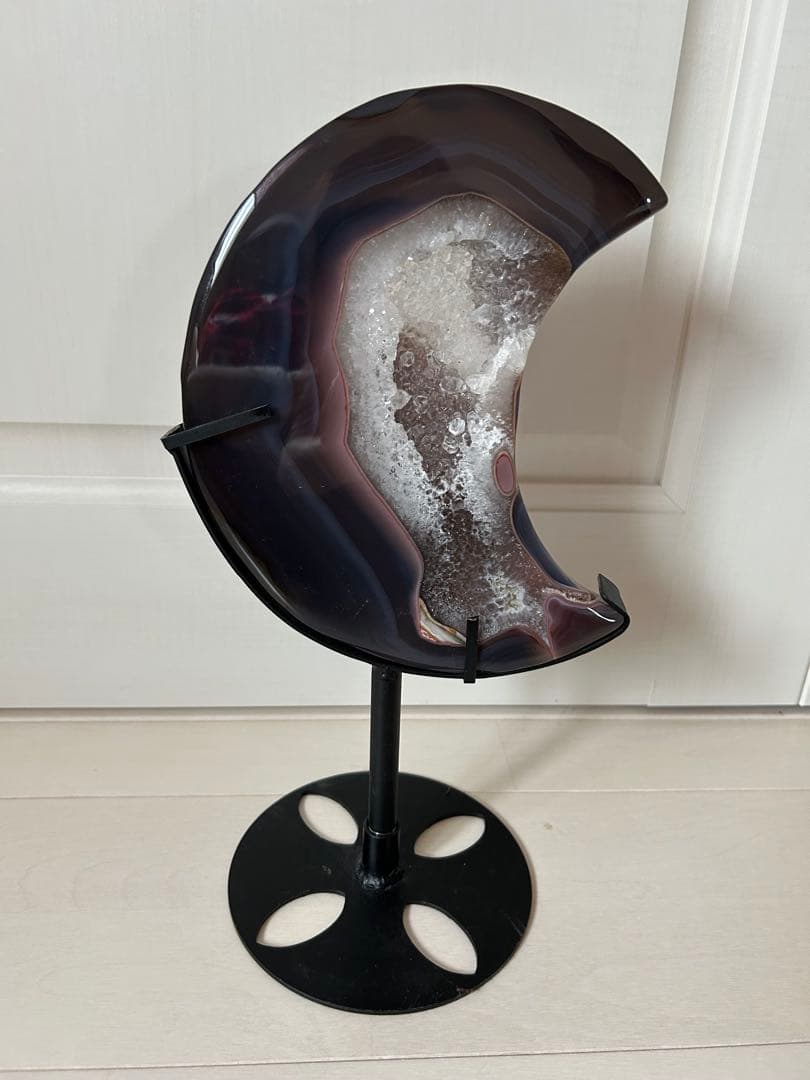 三日月型 天然アゲート ジオード ドゥルージー水晶 インテリアパワーストーン