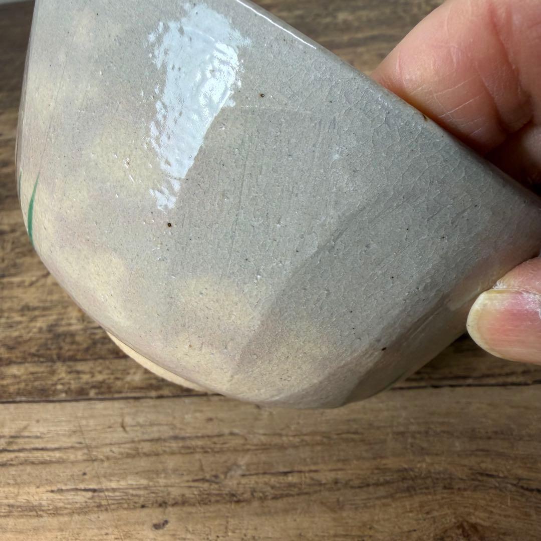 a782 送料込 乾山写 八橋 南口閑粋 在銘 四方桟共箱 茶道具 抹茶碗