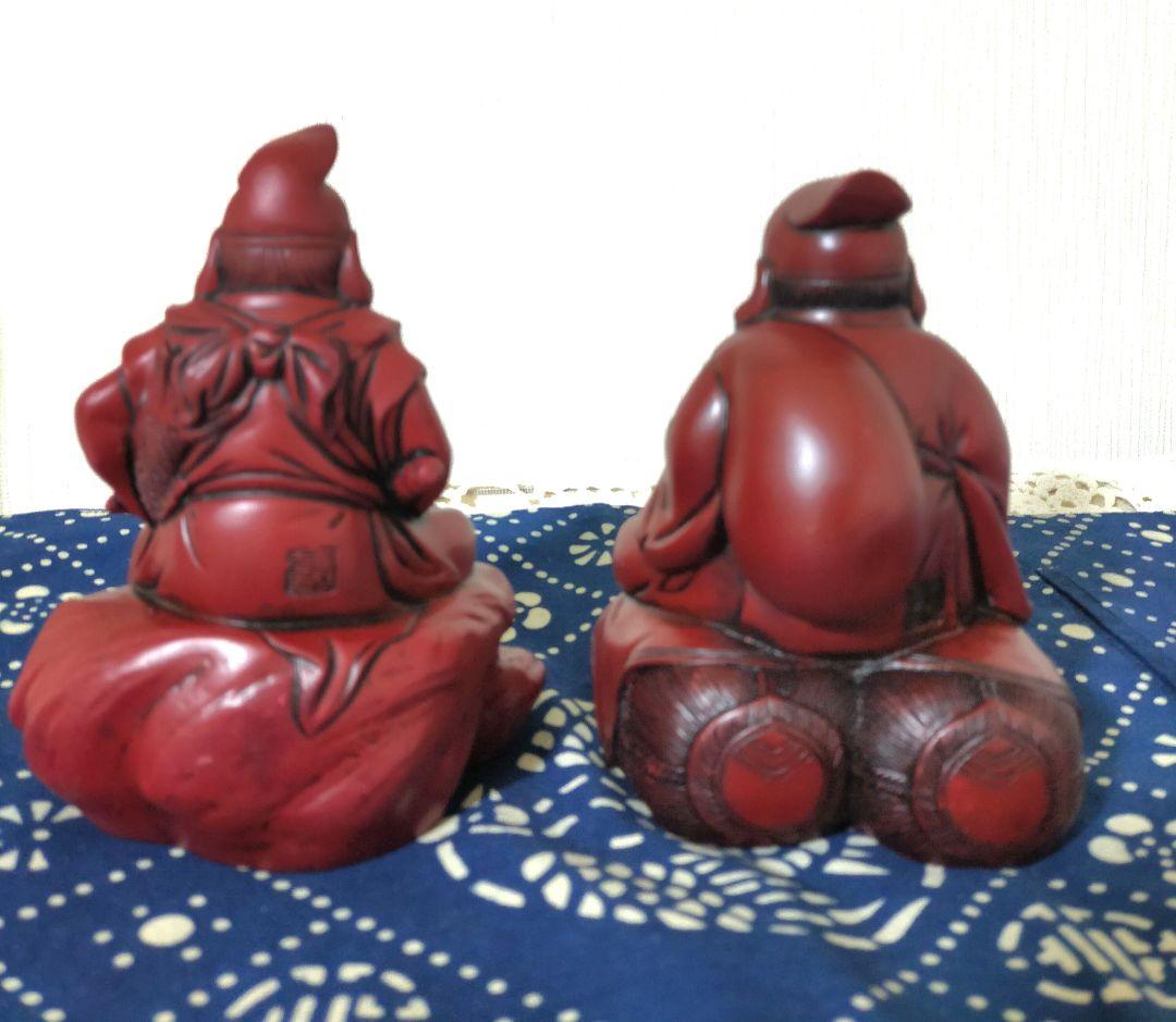セール中!七福神縁起物　金運上昇、好運呼び込む大黒天様・恵比寿様の座像２点セット