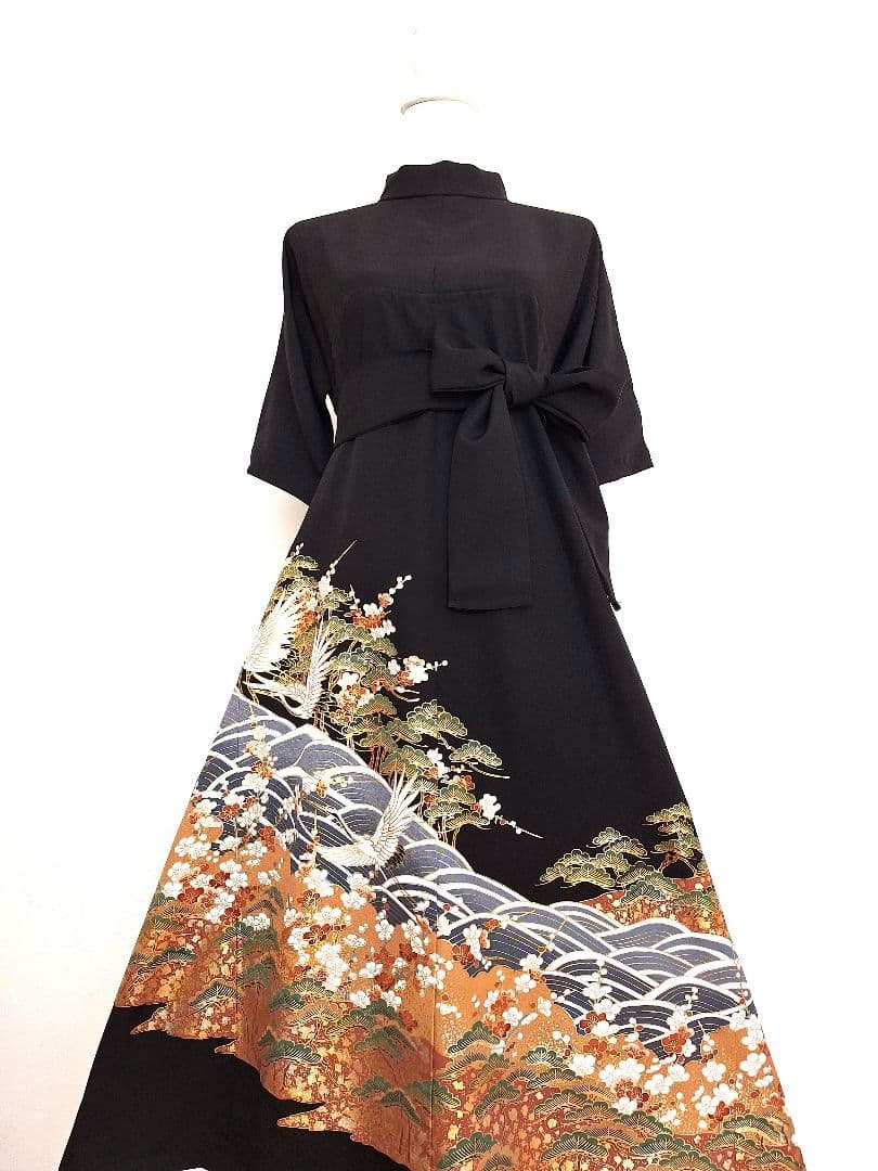 着物リメイクワンピース3677