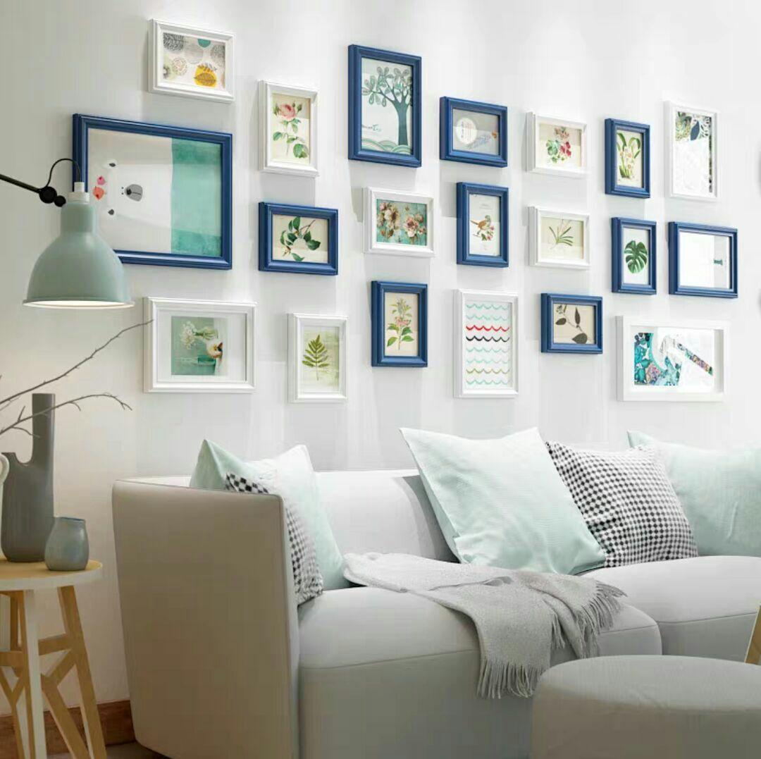 実木の写真立てのアイデアの壁の応接間の装飾画は壁の写真立てを掛けて穴を開けない