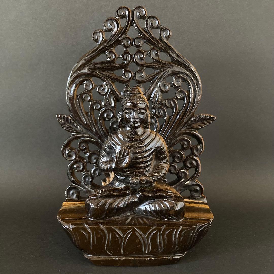 天然石　仏陀　タイガーアイ　860g