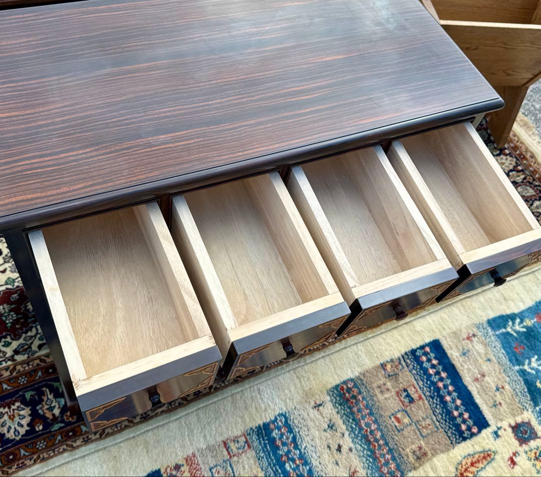 黒檀 李朝テイスト 小引出し箪笥 桐無垢 高級家具