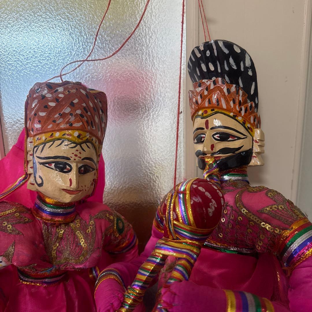 80センチ弱インド　マハラジャ操り人形2人