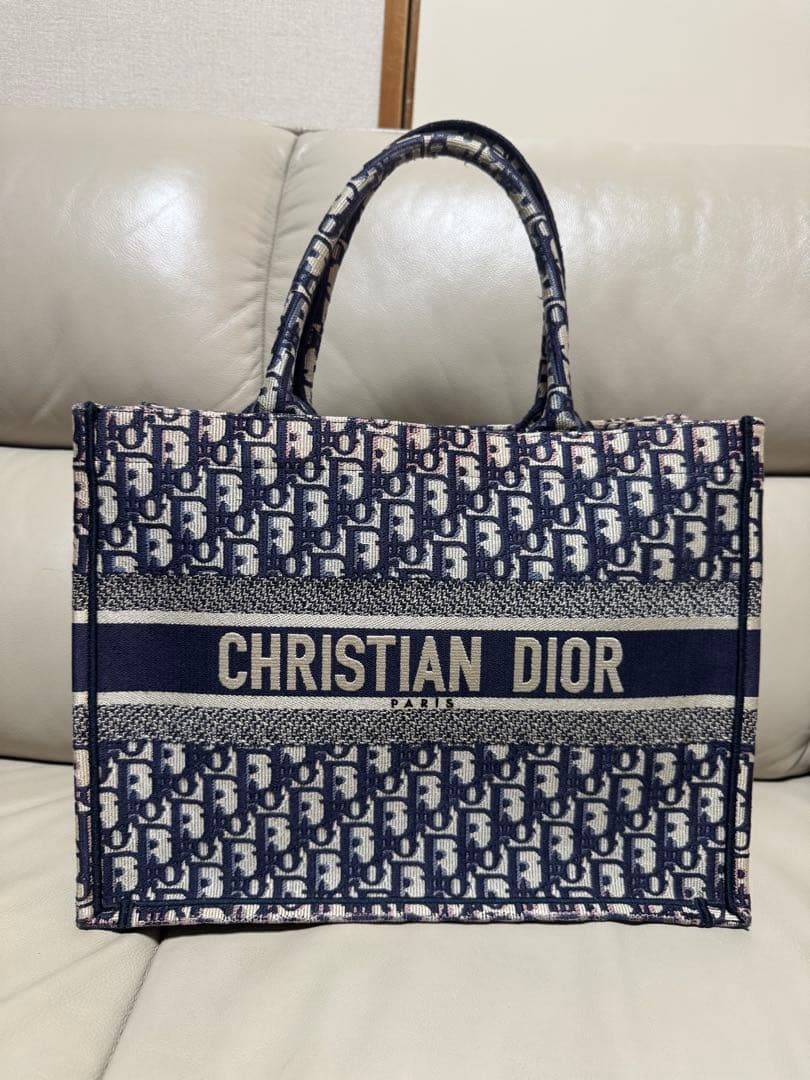 メル29609CHRISTIAN DIOR トートバッグ ネイビー/ホワイ