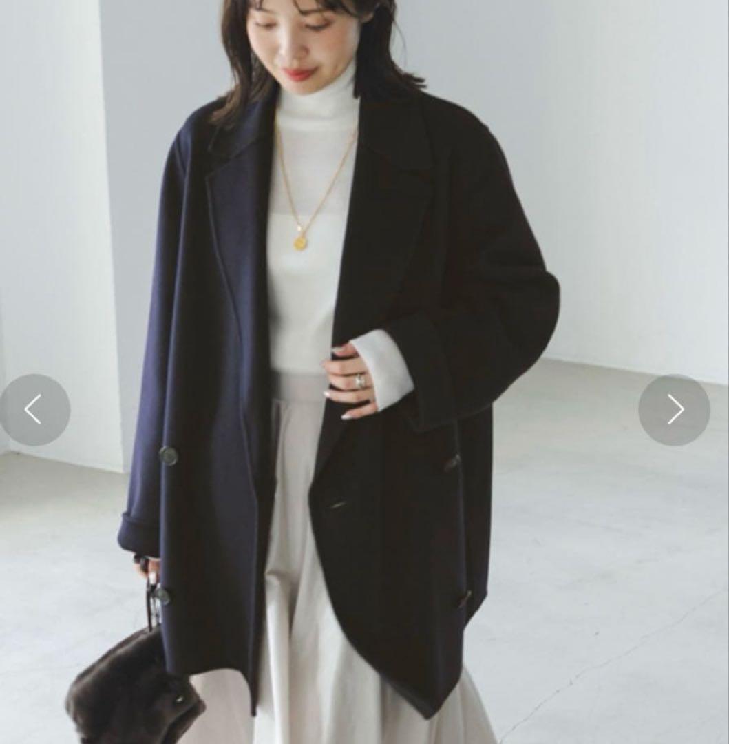 【極美品✨】noble Super160sチェスターミドルコート ネイビー