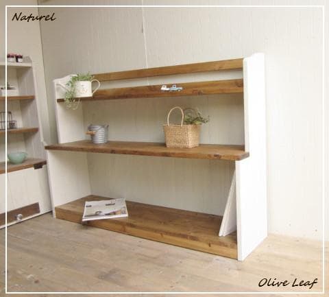 サイズ、デザインオーダー可！●超ワイド3段ローラック●シャビーホワイト●受注製作