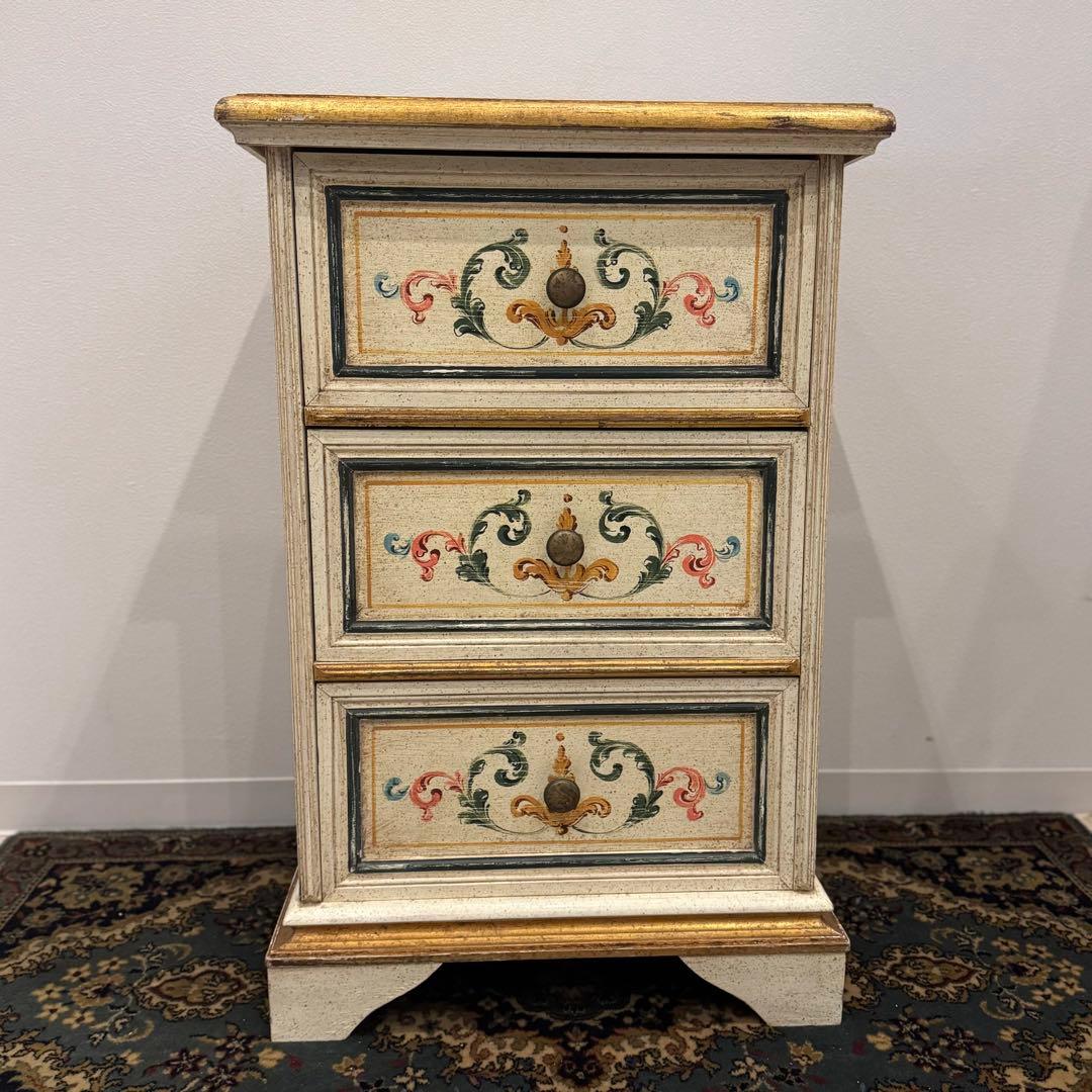 トールペイント サイドチェスト ロココ調 アンティーク家具 ヴィンテージ家具