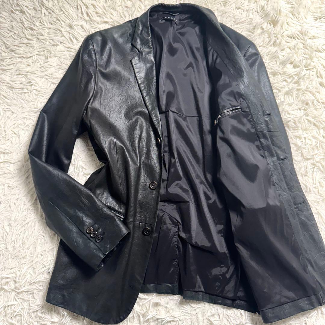 Theory ラムレザー テーラードジャケット 黒 玉虫系 L〜XL 本革 羊革