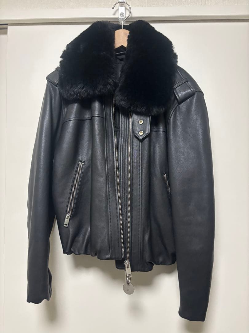 ディーゼル　2way ファー　シングル　羊革　ラムレザー　ライダースジャケット
