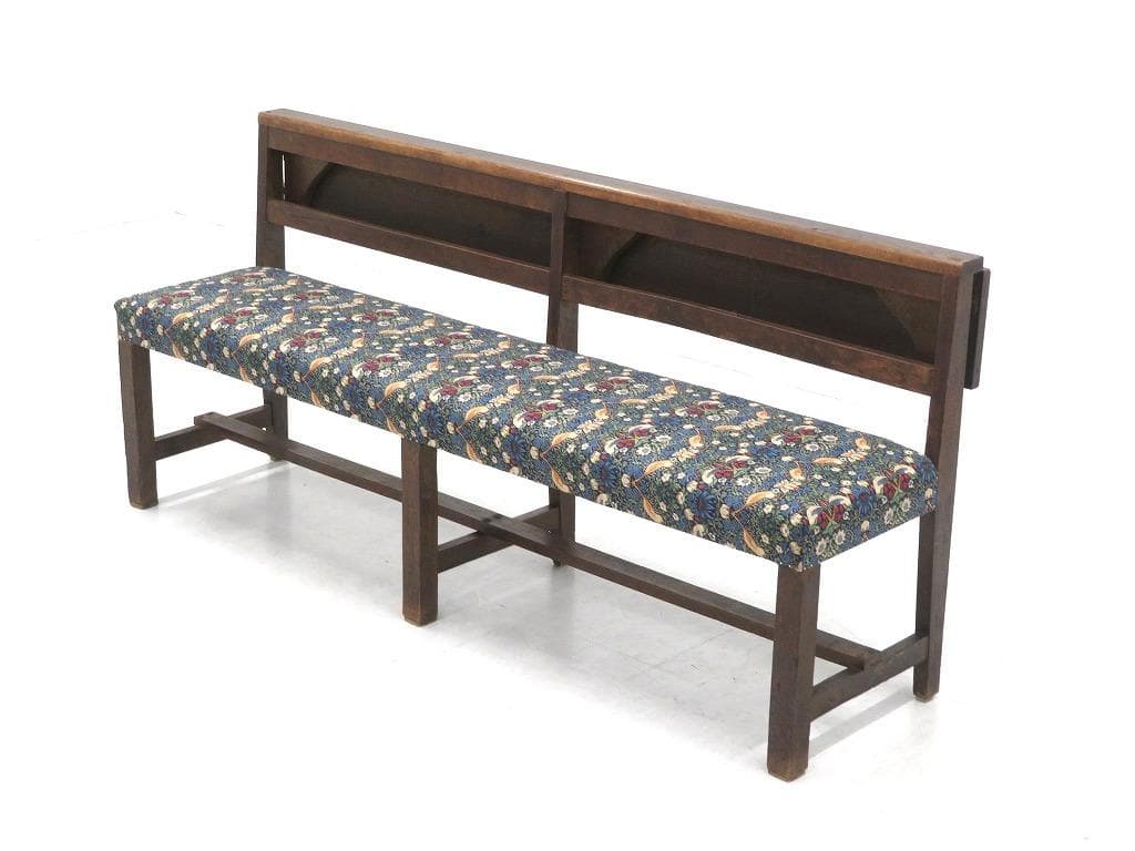 アンティーク　オーク材　ウィリアムモリス　チャーチベンチ　教会　チャーチチェア